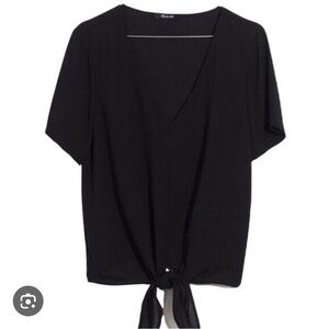 Madewell Tie Front Black Blouse